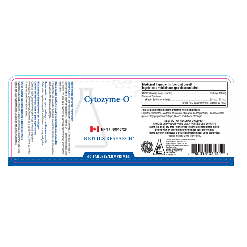 Cytozyme-O™ (Ovarian) | Biotics Research® | 60 Tablets