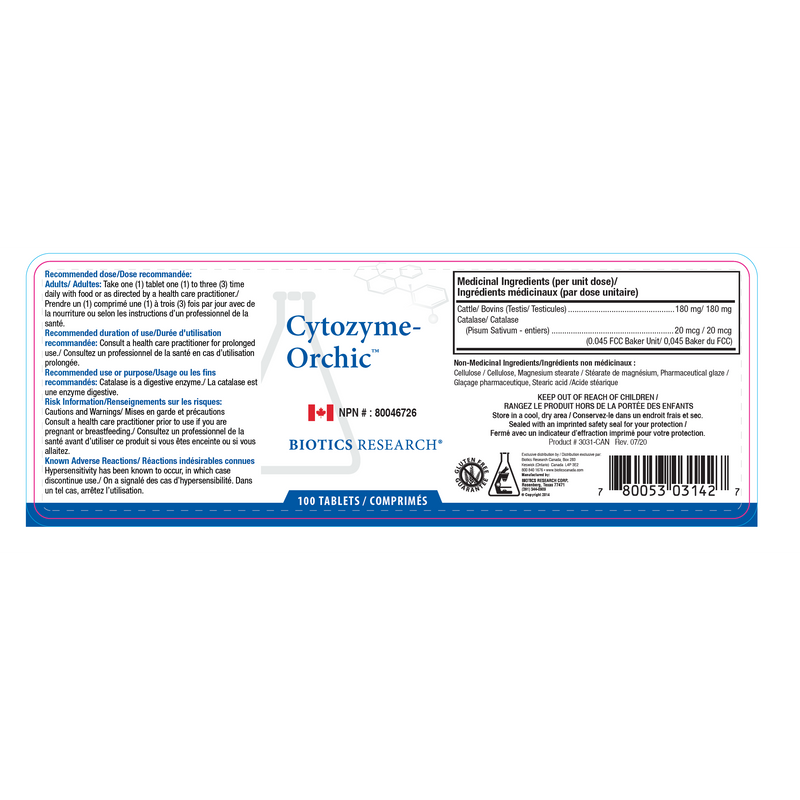 Cytozyme-Orchic | Biotics Research® | 100 Tablets