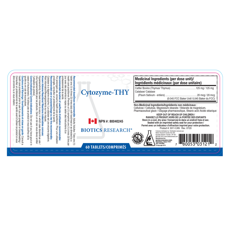 Cytozyme-THY™ | Biotics Research® | 60 Tablets