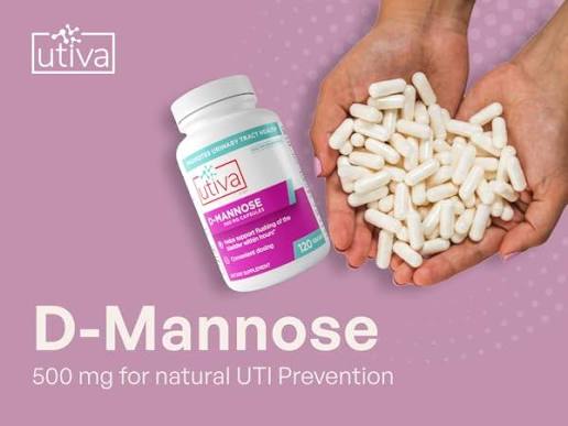 D-Mannose by Utiva – Natural Urinary Tract & UTI Support | 120 Veg Capsules