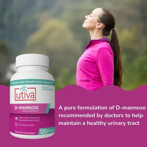 D-Mannose by Utiva – Natural Urinary Tract & UTI Support | 120 Veg Capsules