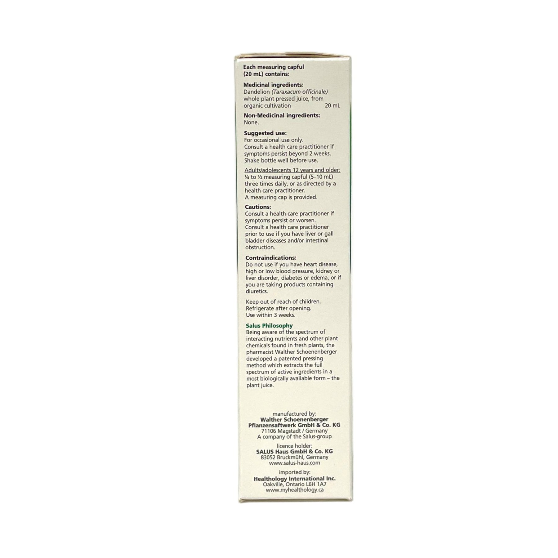 Dandelion Plant Juice | Salus | 200 mL