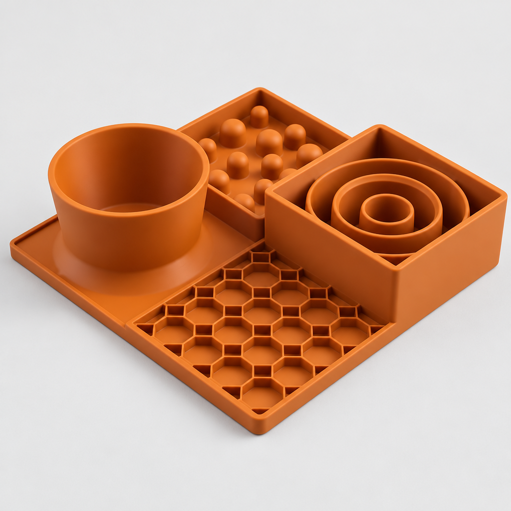 Dining Station™ | Cat & Small Dog Slow Feeder, Lick Mat & Water Bowl