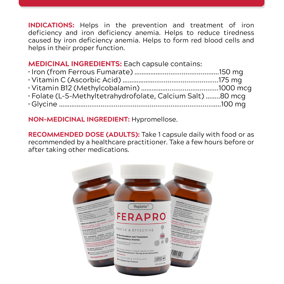 FERAPRO™ by Bob’s Iron Formula – High-Potency Iron & Energy Support | 100 Veggie Capsules