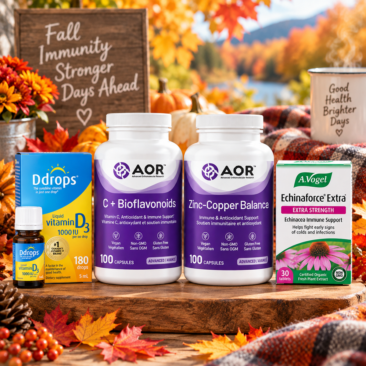 Fall Immunity & Wellness Kit – Vitamin D3, Vitamin C, Zinc & Echinacea Support