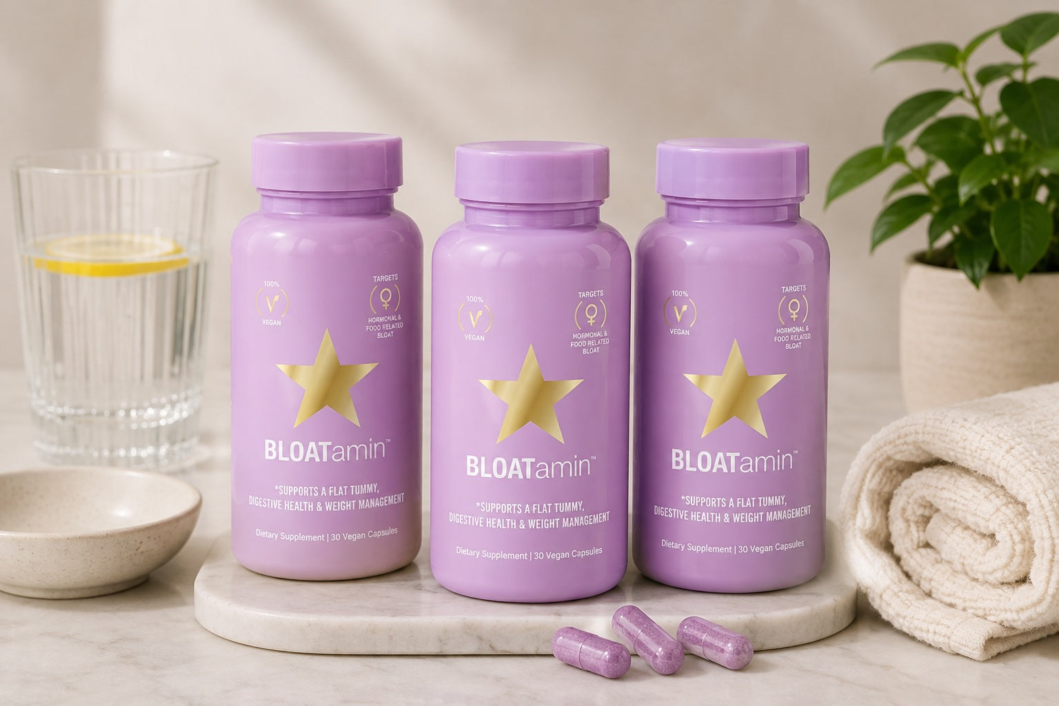 Bloatamin™ by HAIRtamin® – Digestive Enzyme & Bloating Relief | 30 Vegan Capsules