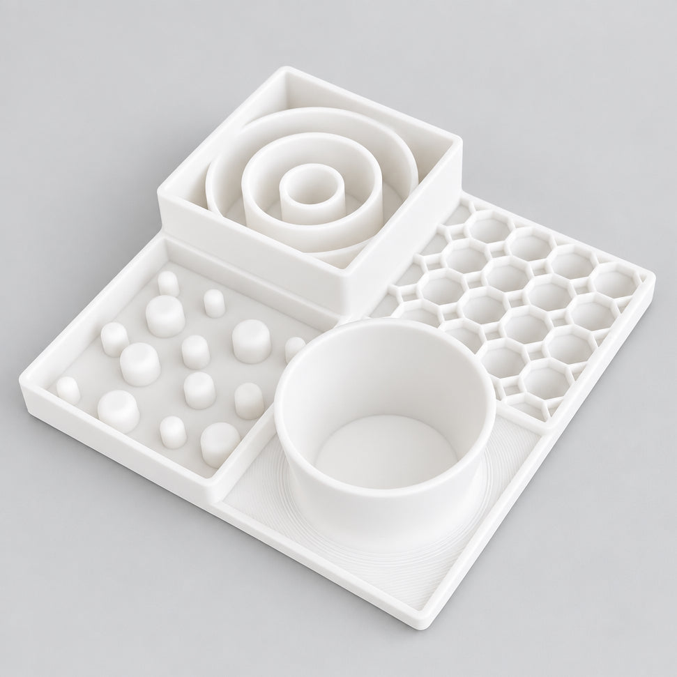 Dining Station™ | Cat & Small Dog Slow Feeder, Lick Mat & Water Bowl