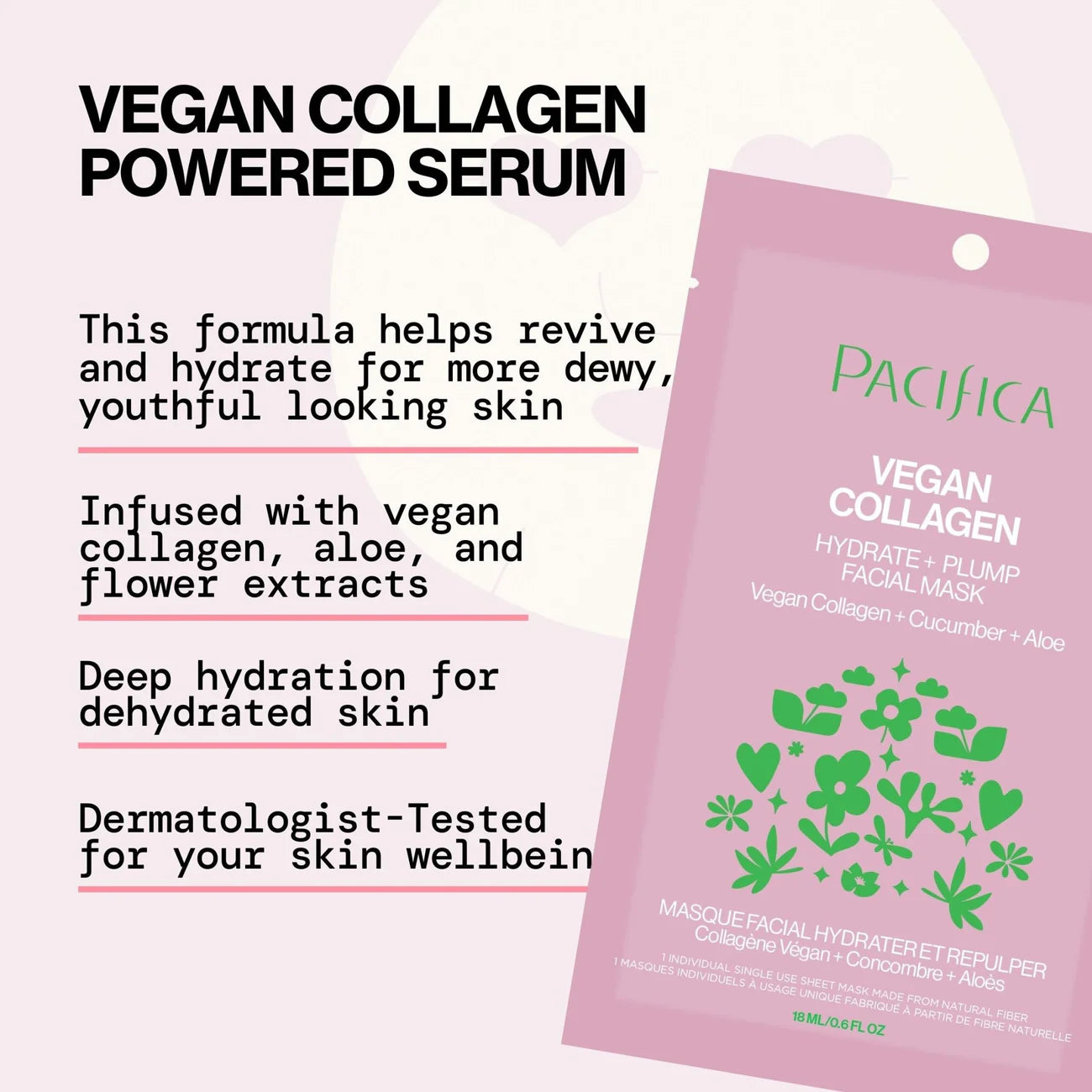 Vegan Collagen Hydrate & Plump Face Mask | Pacifica | 18 mL (0.6fl. oz)