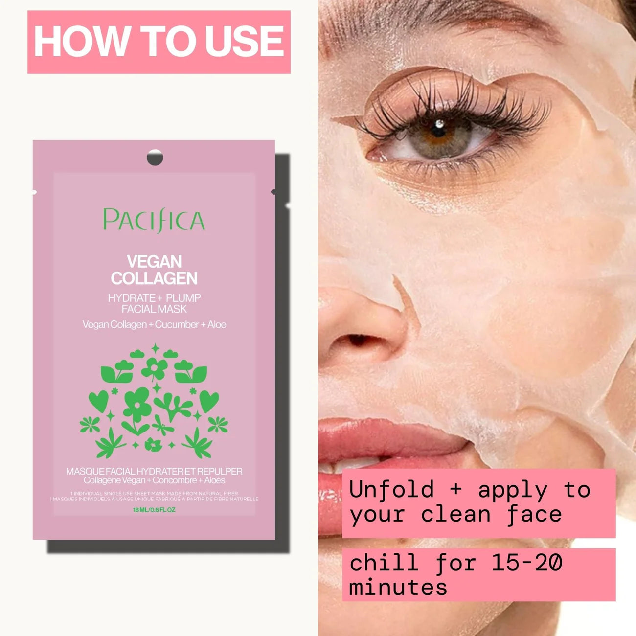 Vegan Collagen Hydrate & Plump Face Mask | Pacifica | 18 mL (0.6fl. oz)
