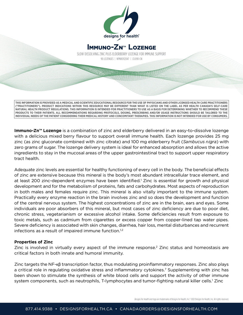 Immuno-Zn™ Lozenge | Designs for Health® | 90 Lozenges