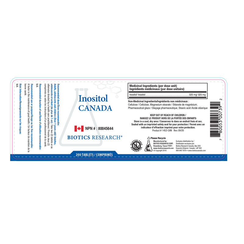 Inositol | Biotics Research® | 200 Tablets