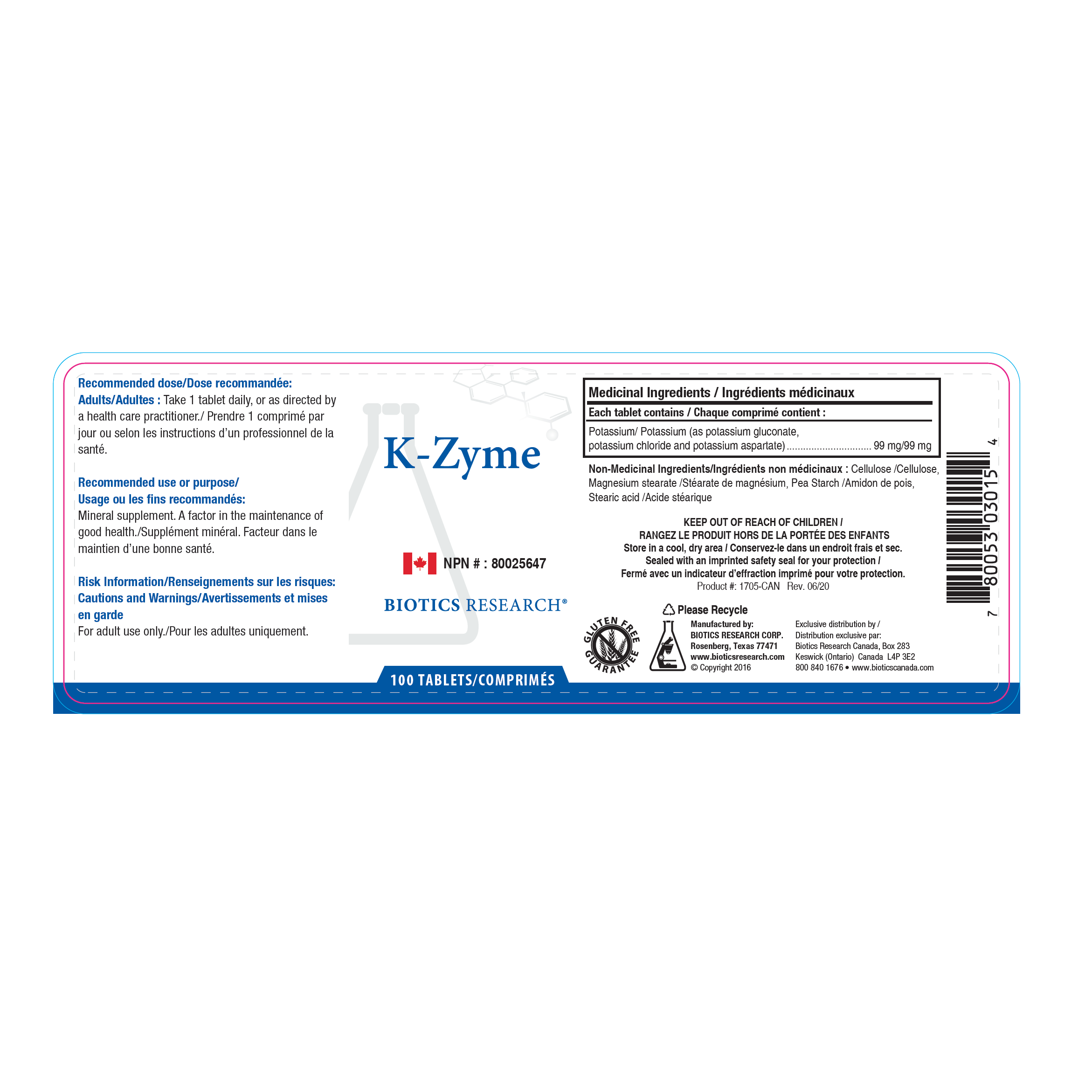 K-Zyme™ | Biotics Research® | 100 Tablets