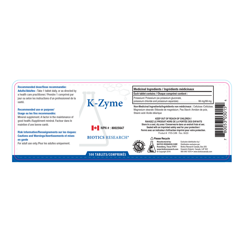 K-Zyme™ | Biotics Research® | 100 Tablets