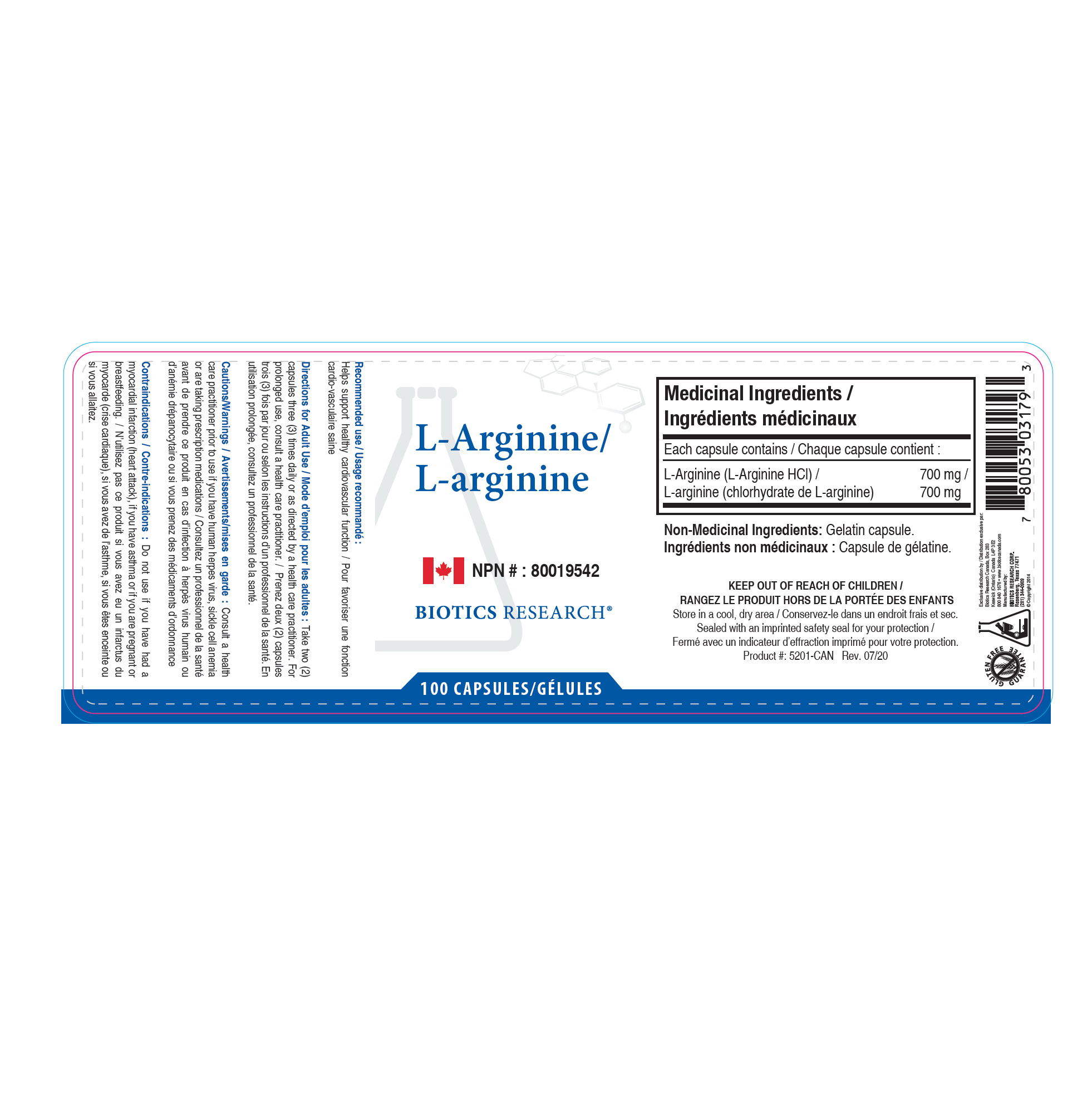 L-Arginine | Biotics Research® | 100 Capsules