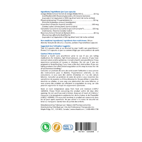 Cognicin by Vita Aid® – Cognitive, Memory & Focus Support | 56 Capsules