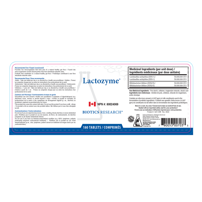 Lactozyme | Biotics Research® | 180 Tablets