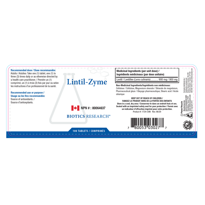 Lintel-Zyme | Biotics Research® | 100 Tablets