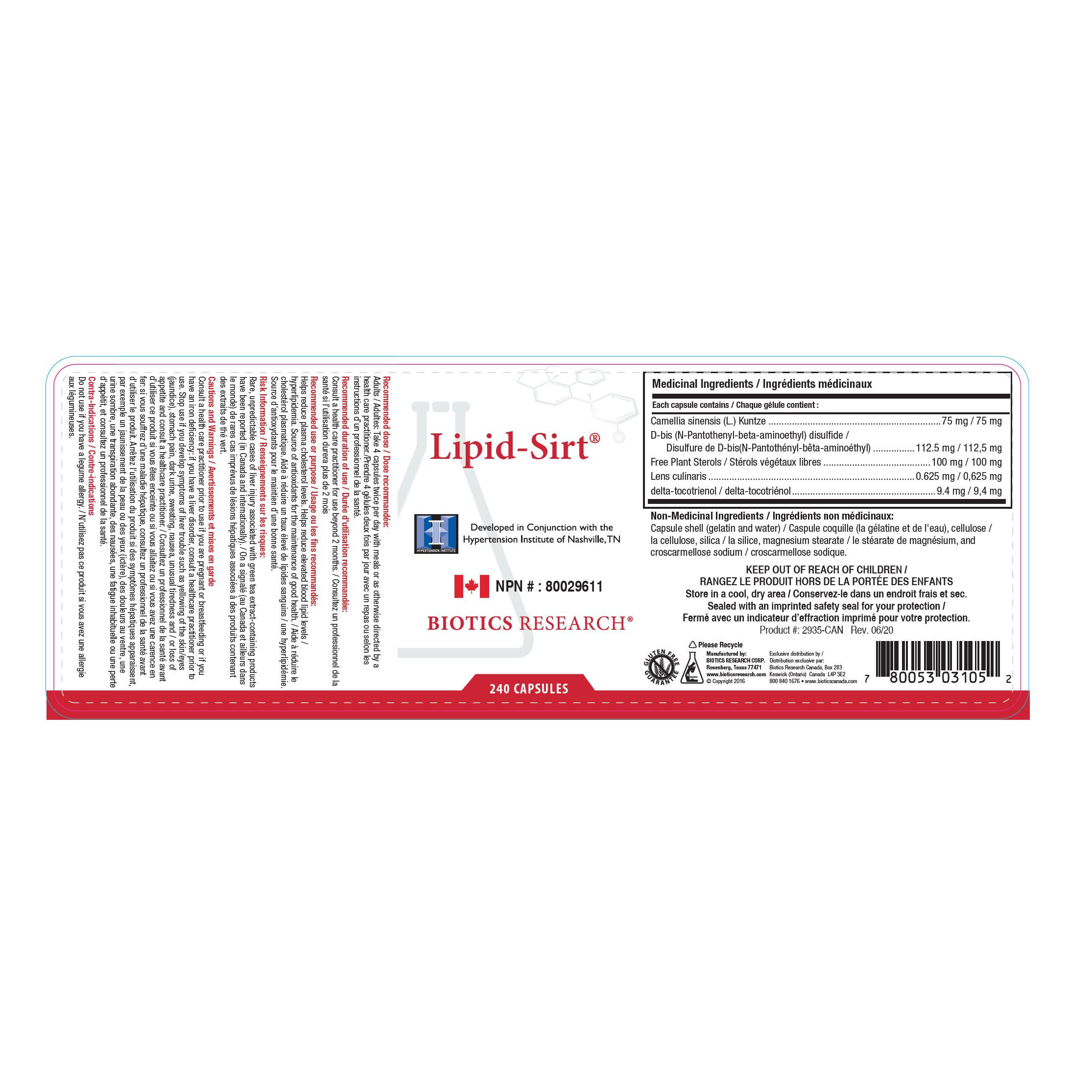 Lipid-Sirt | Biotics Research® | 240 Capsules