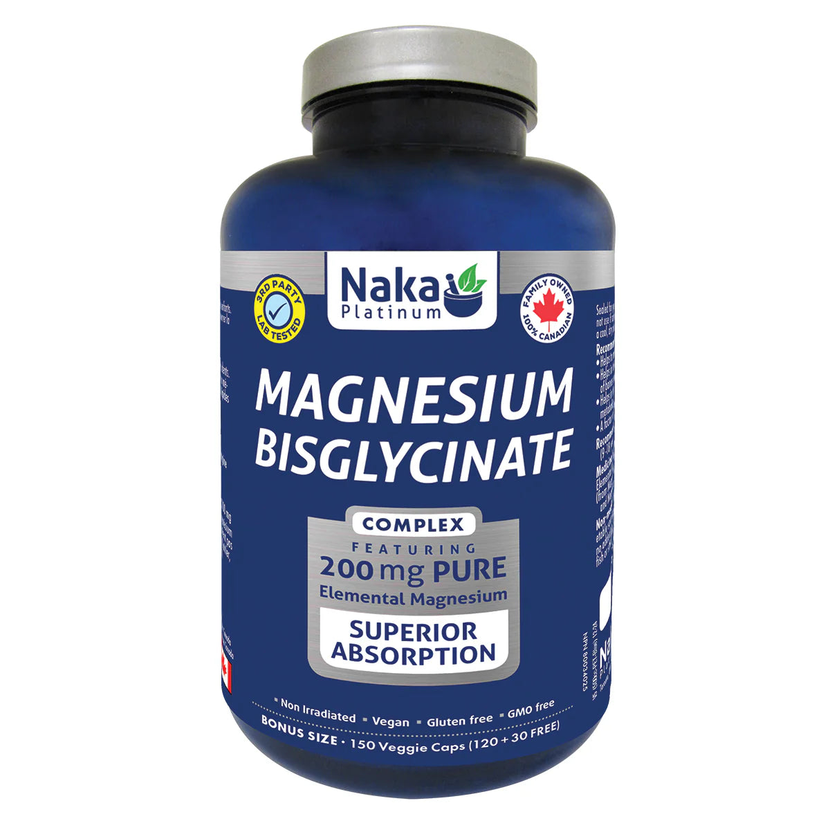Magnesium Bisglycinate by Naka Platinum – Muscle, Sleep & Stress Support | 150, 300 or 390 Veg Capsules