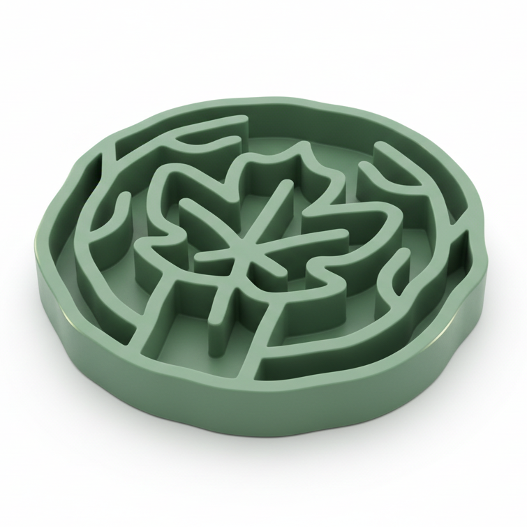 Slow Feeder Bowl for Dogs & Cats | Maple Leaf Design