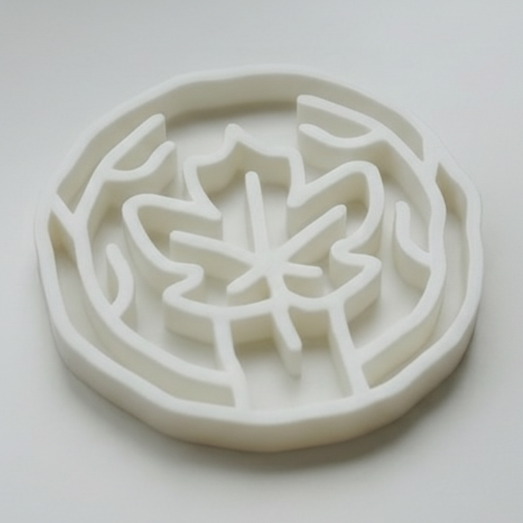 Slow Feeder Bowl for Dogs & Cats | Maple Leaf Design