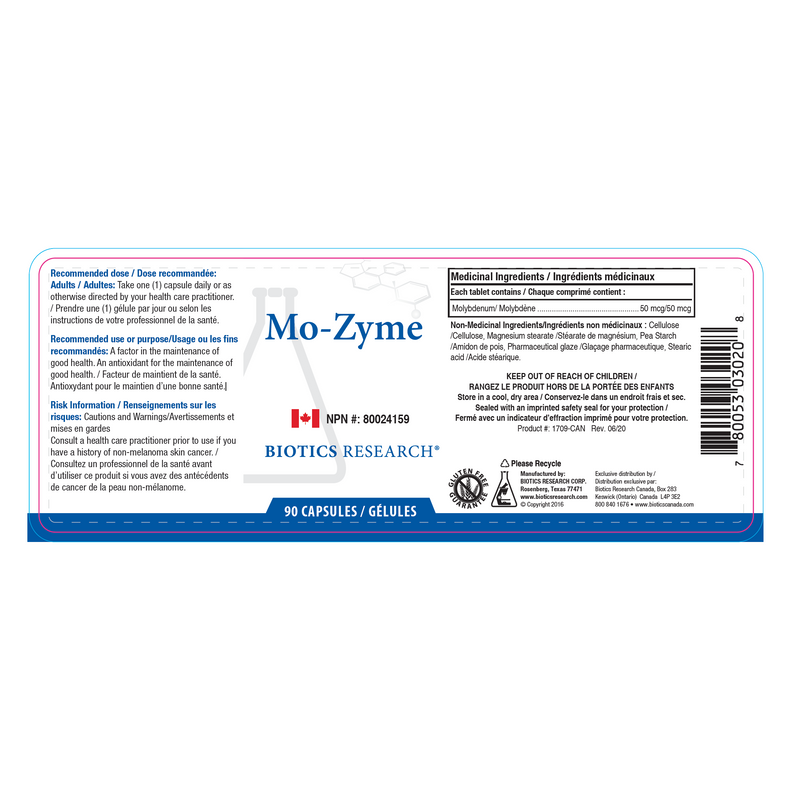 Mo-Zyme (Molybdenum) | Biotics Research® | 100 Tablets