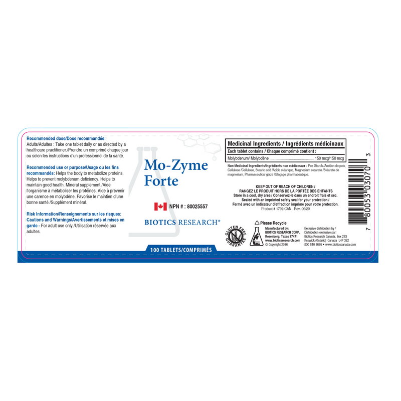 Mo-Zyme Forte™ | Biotics Research® | 100 Tablets