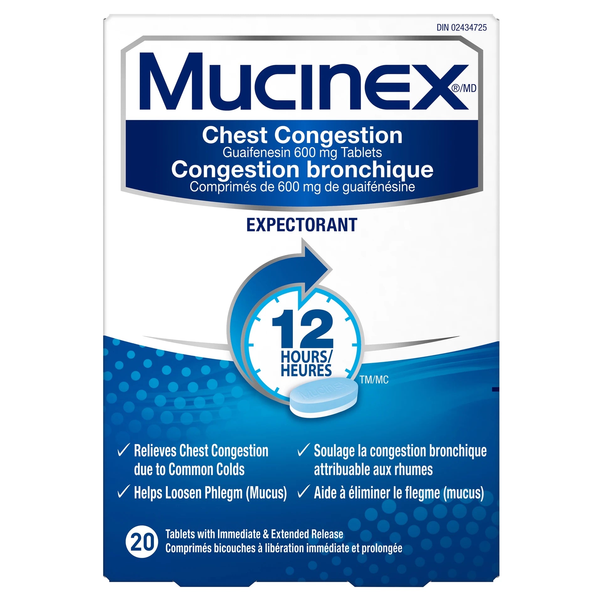 Chest Congestion, 12 Hour Extended-Release Bi-Layer Tablets, Expectorant | Mucinex® | 20 OR 40 Tablets