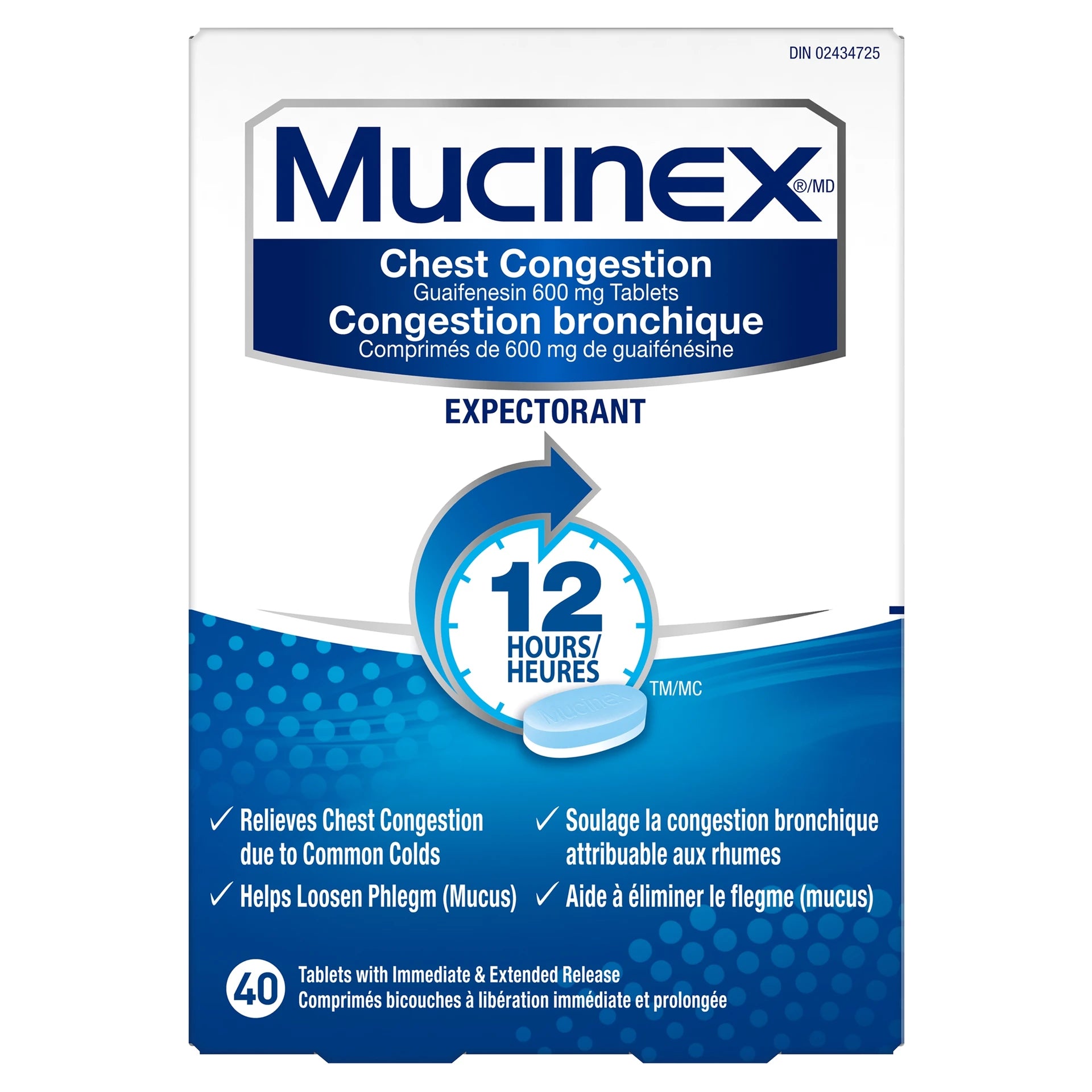 Chest Congestion, 12 Hour Extended-Release Bi-Layer Tablets, Expectorant | Mucinex® | 20 OR 40 Tablets