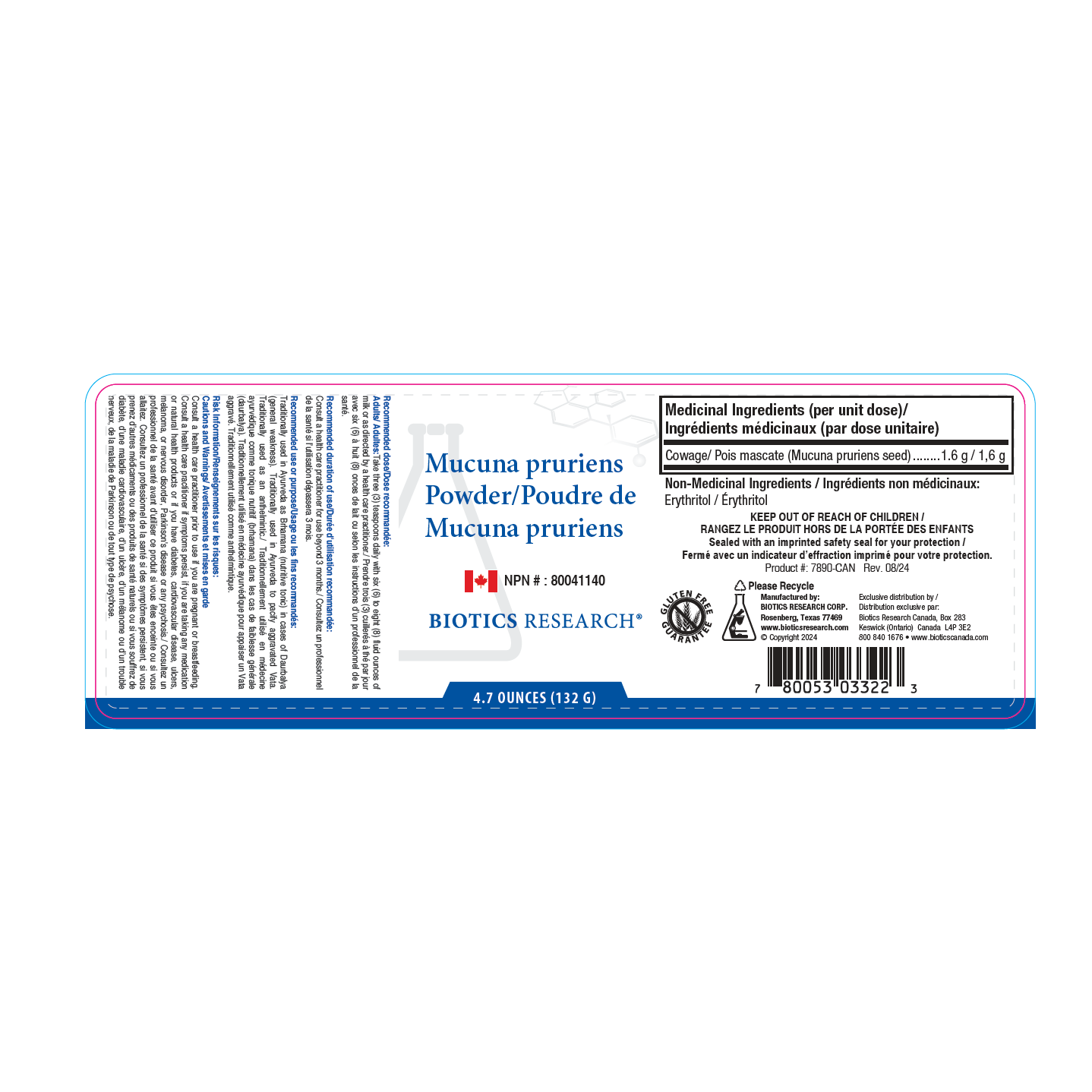 Mucana Prurien Powder | Biotics Research® | 132gr