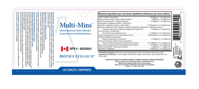 Multi-Mins  | Biotics Research® | 120 or 360 Tablets