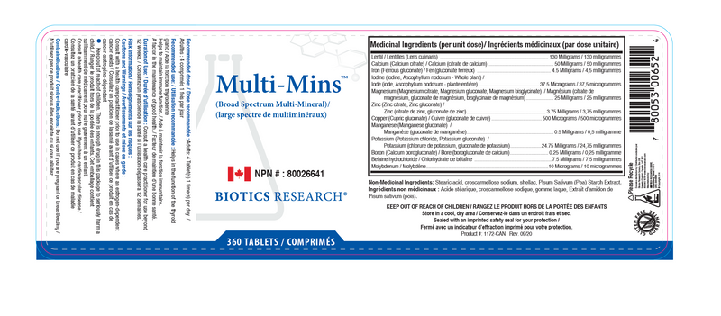 Multi-Mins  | Biotics Research® | 120 or 360 Tablets