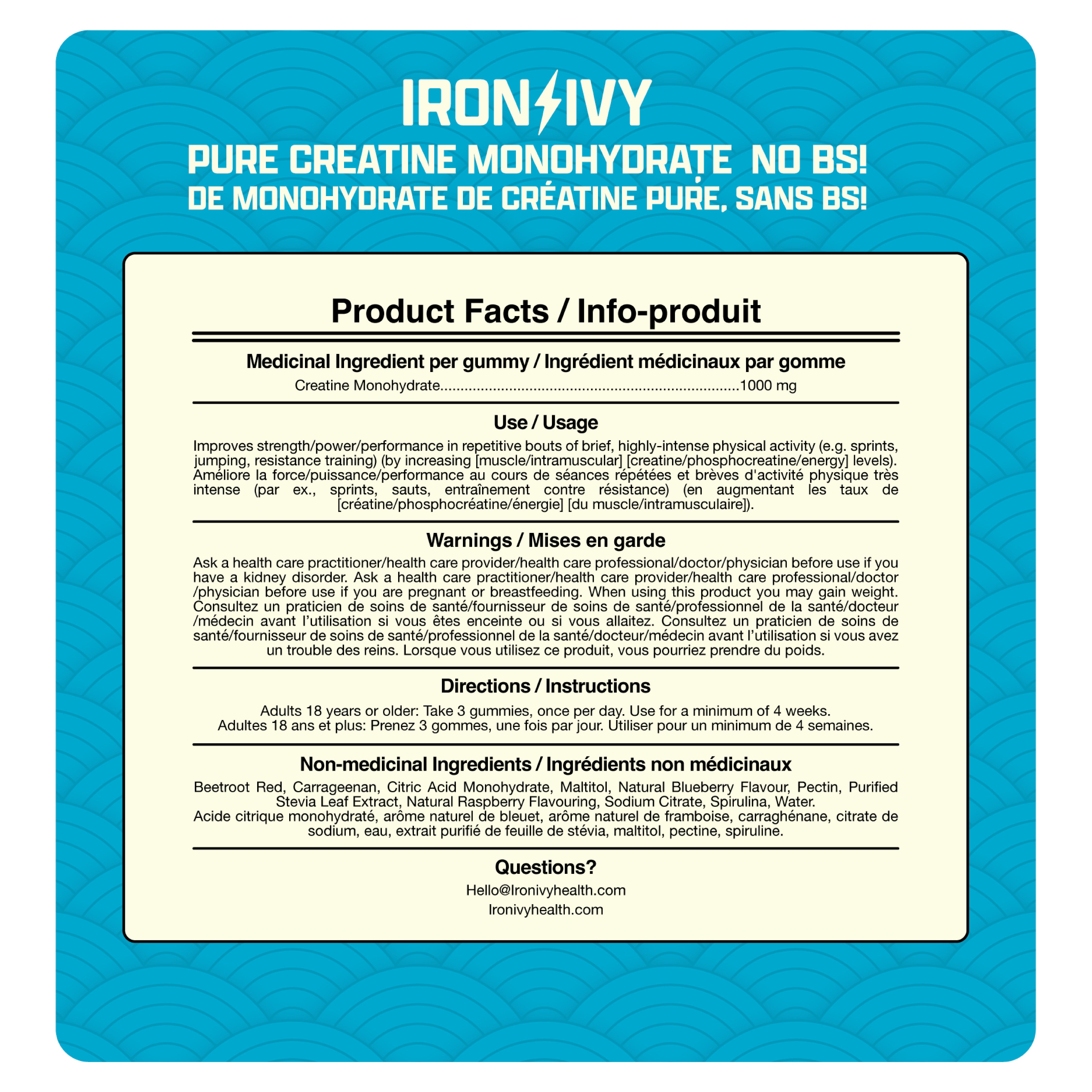 Creatine Monohydrate Gummies | Iron & Ivy | 120 Gummies