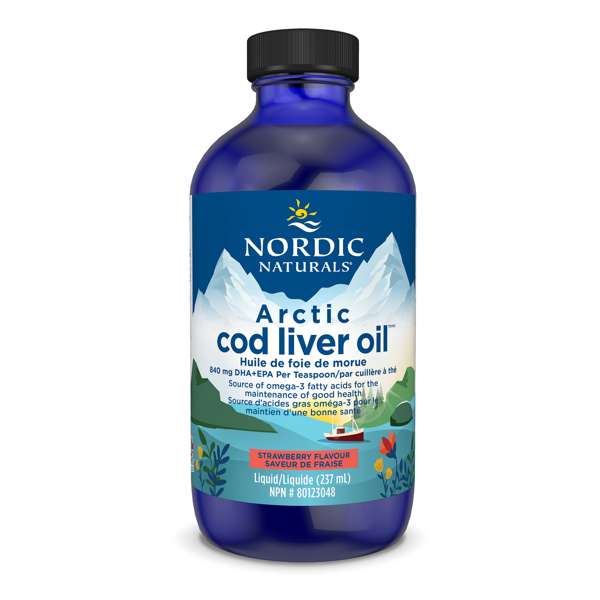 Arctic Cod Liver Oil™ – Orange & Strawberry by Nordic Naturals® – Omega-3 DHA & Immune Support | 237 mL or 473 mL