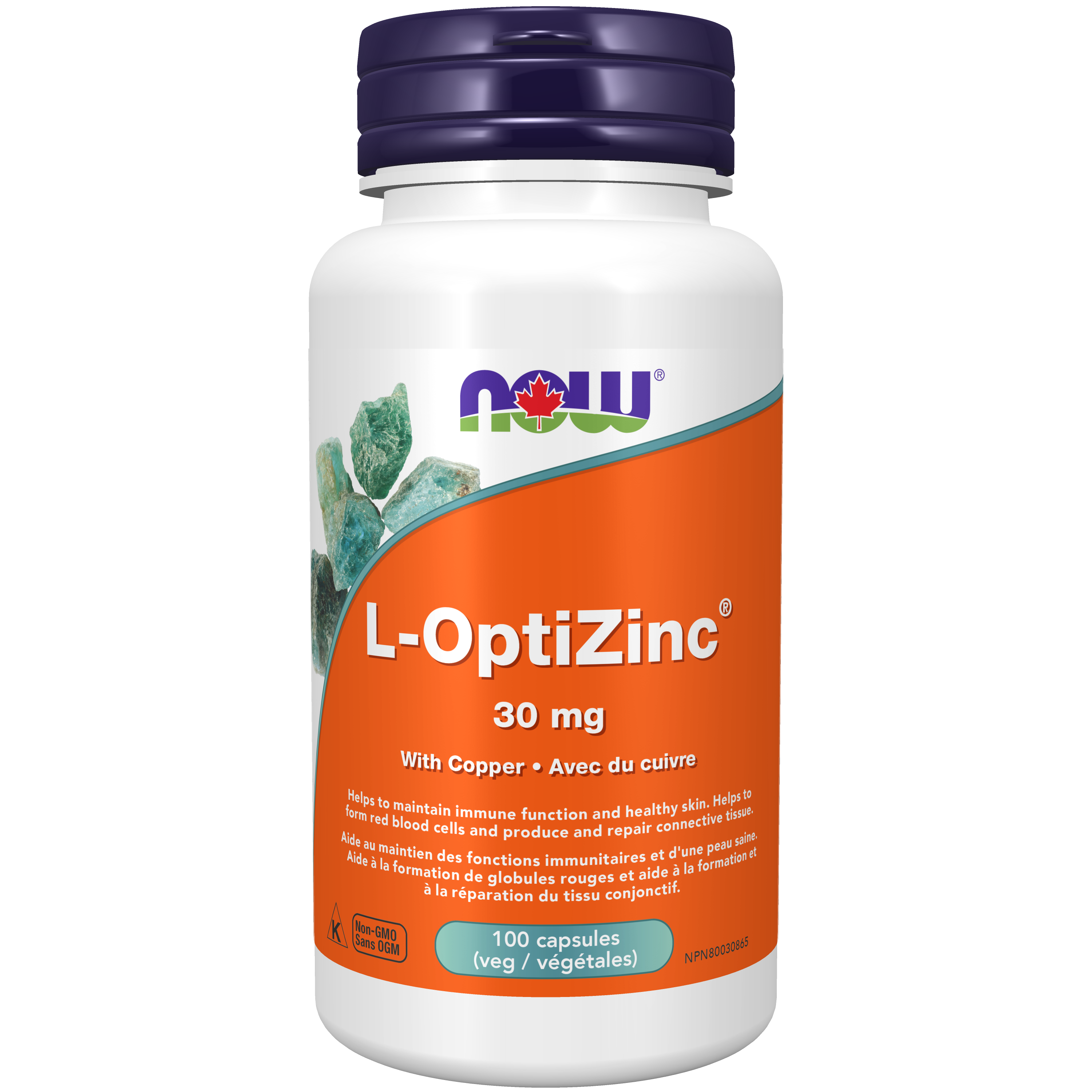 L-OptiZinc 30mg + Copper | NOW® | 100 Veg Capsules