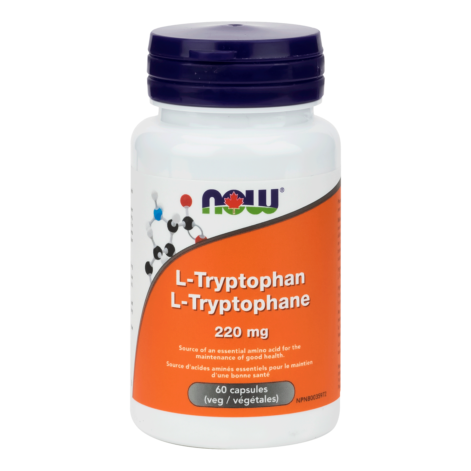 L-Tryptophan 220 mg | NOW® | 60 Veg Capsules