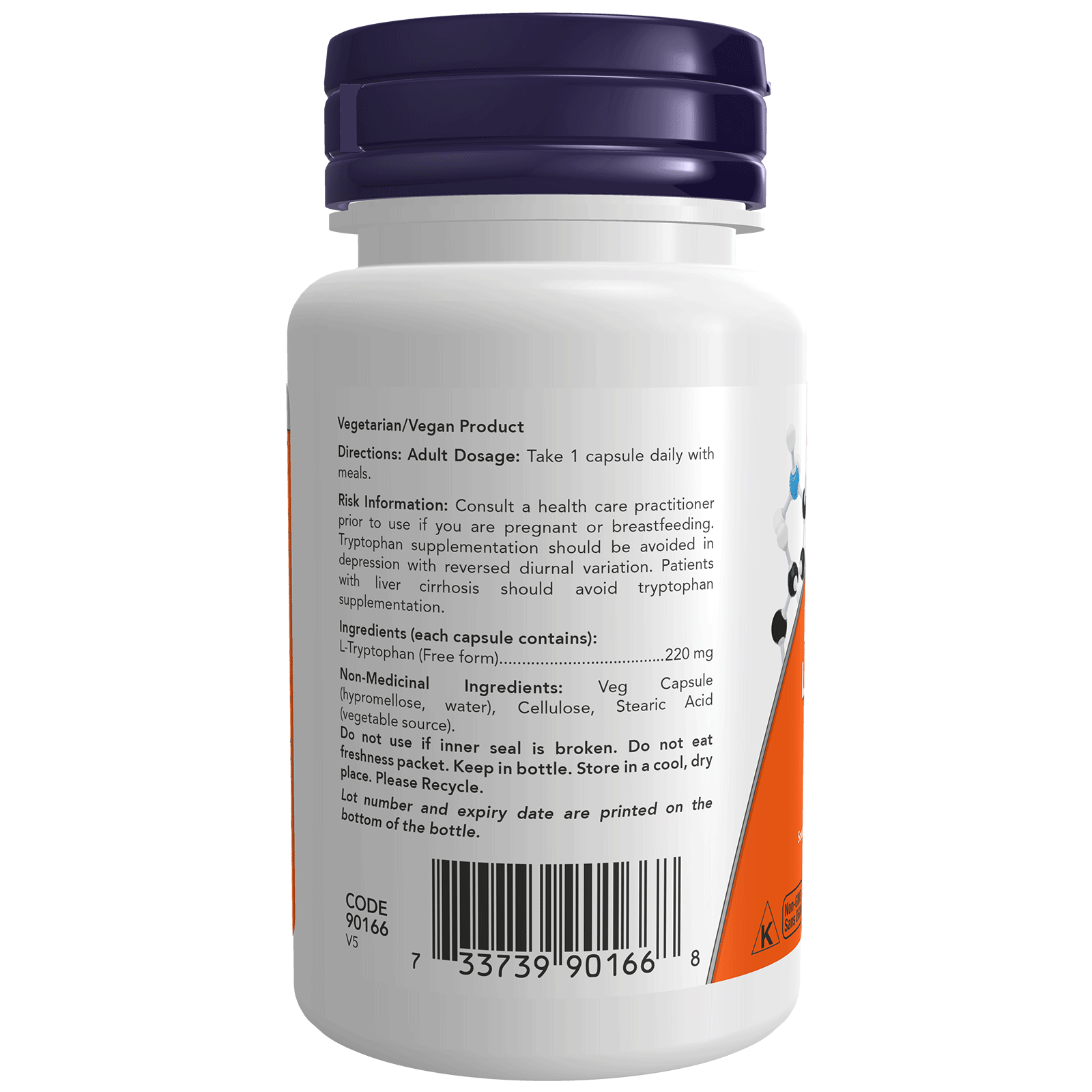 L-Tryptophan 220 mg | NOW® | 60 Veg Capsules