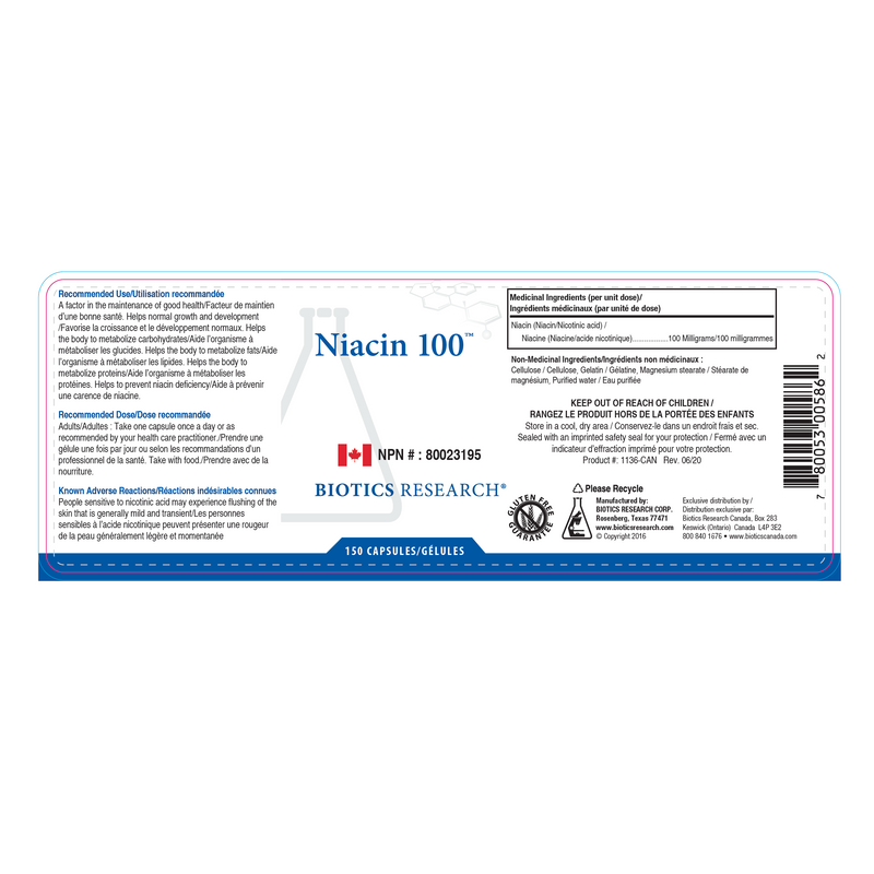 Niacin 100™ | Biotics Research® | 150 Capsules