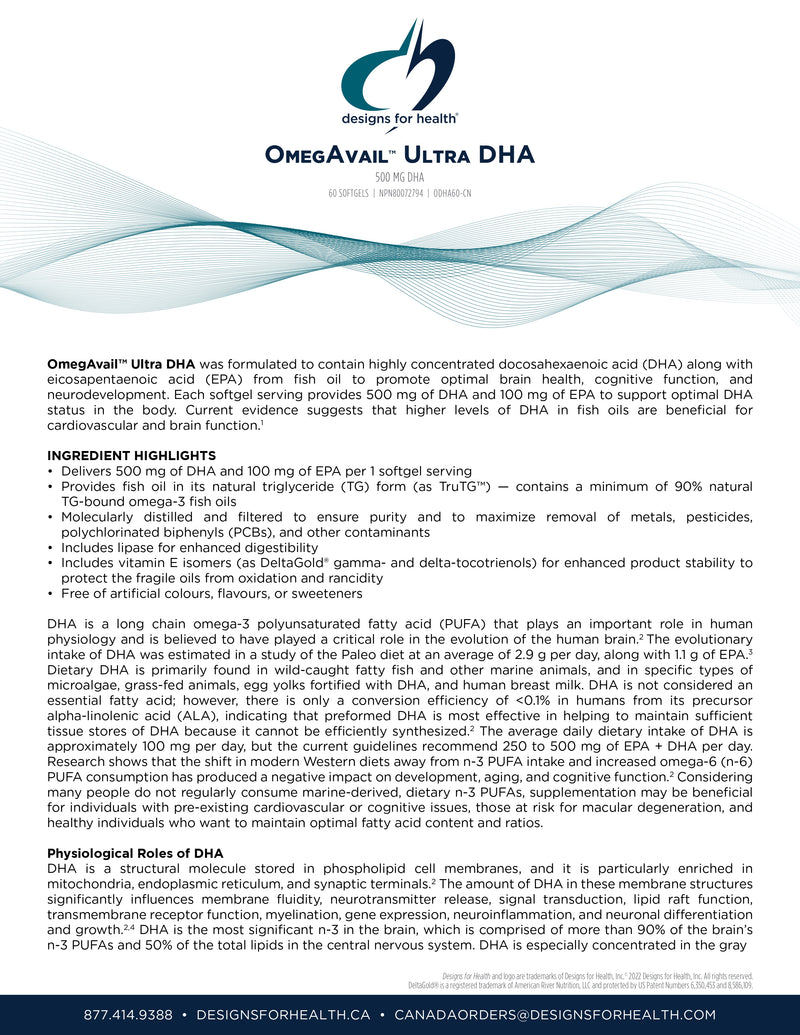 OmegAvail™ Ultra DHA | Designs for Health® | 60 Softgel