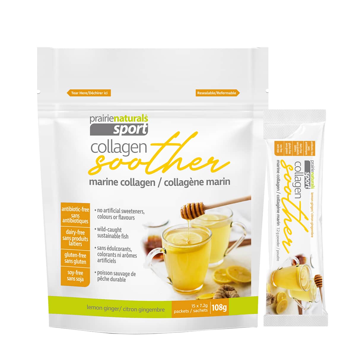 Marine Collagen Soother | Prairie Naturals® | 123 g (8.2g x 15 packs)