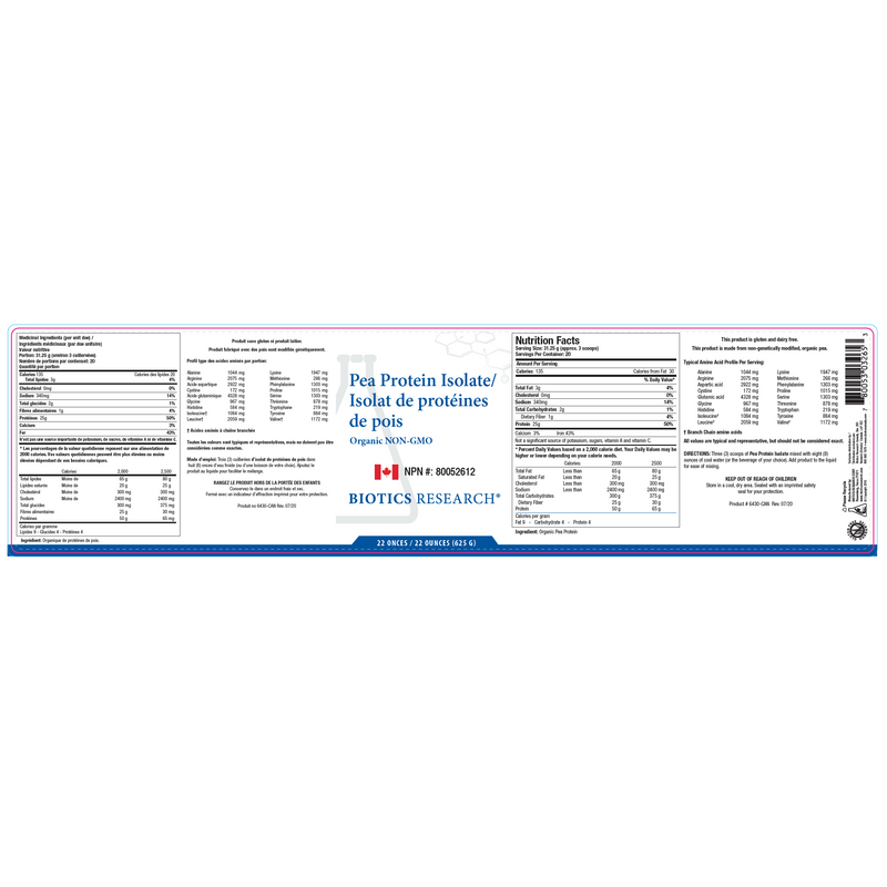 Pea Protein Isolate | Biotics Research® | 21 oz