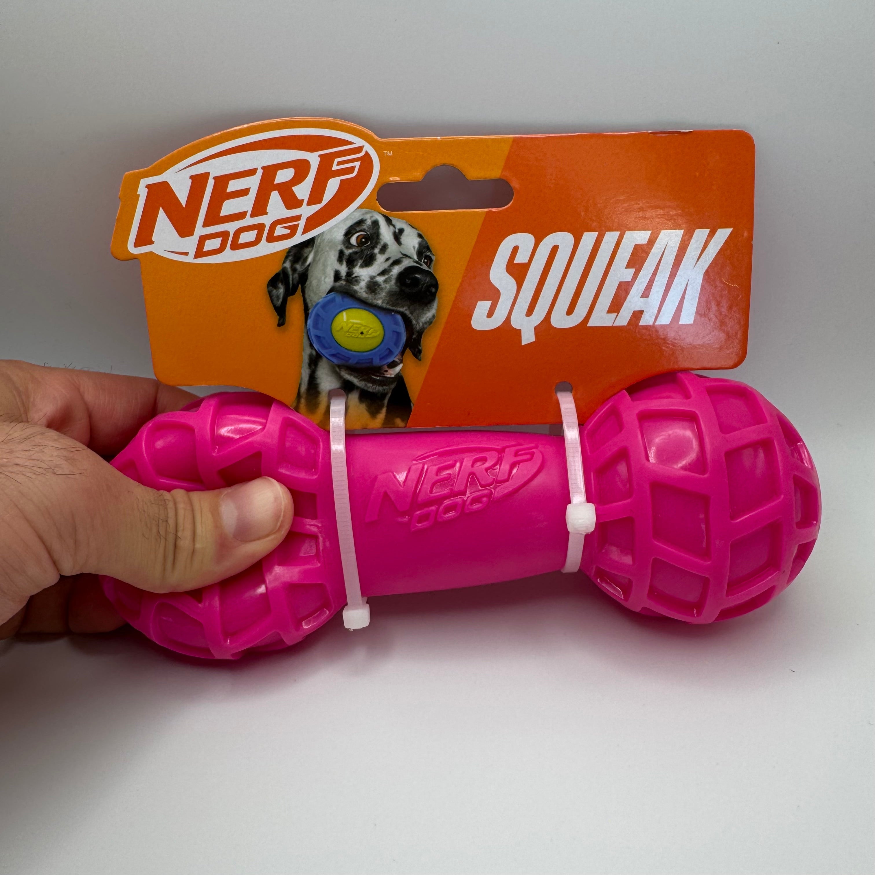 Durable Dog Squeak Barbell Toy – Red for Active Chewers