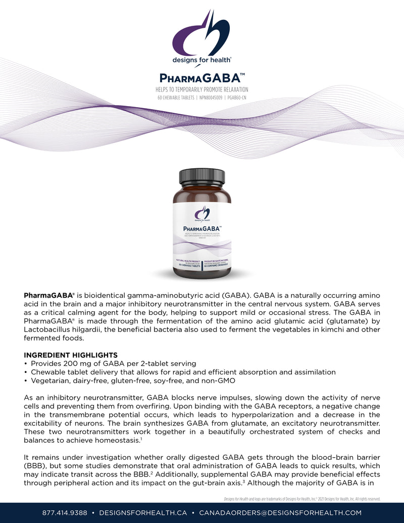 PharmaGABA™ | Designs for Health® | 60 Chewable Tablet