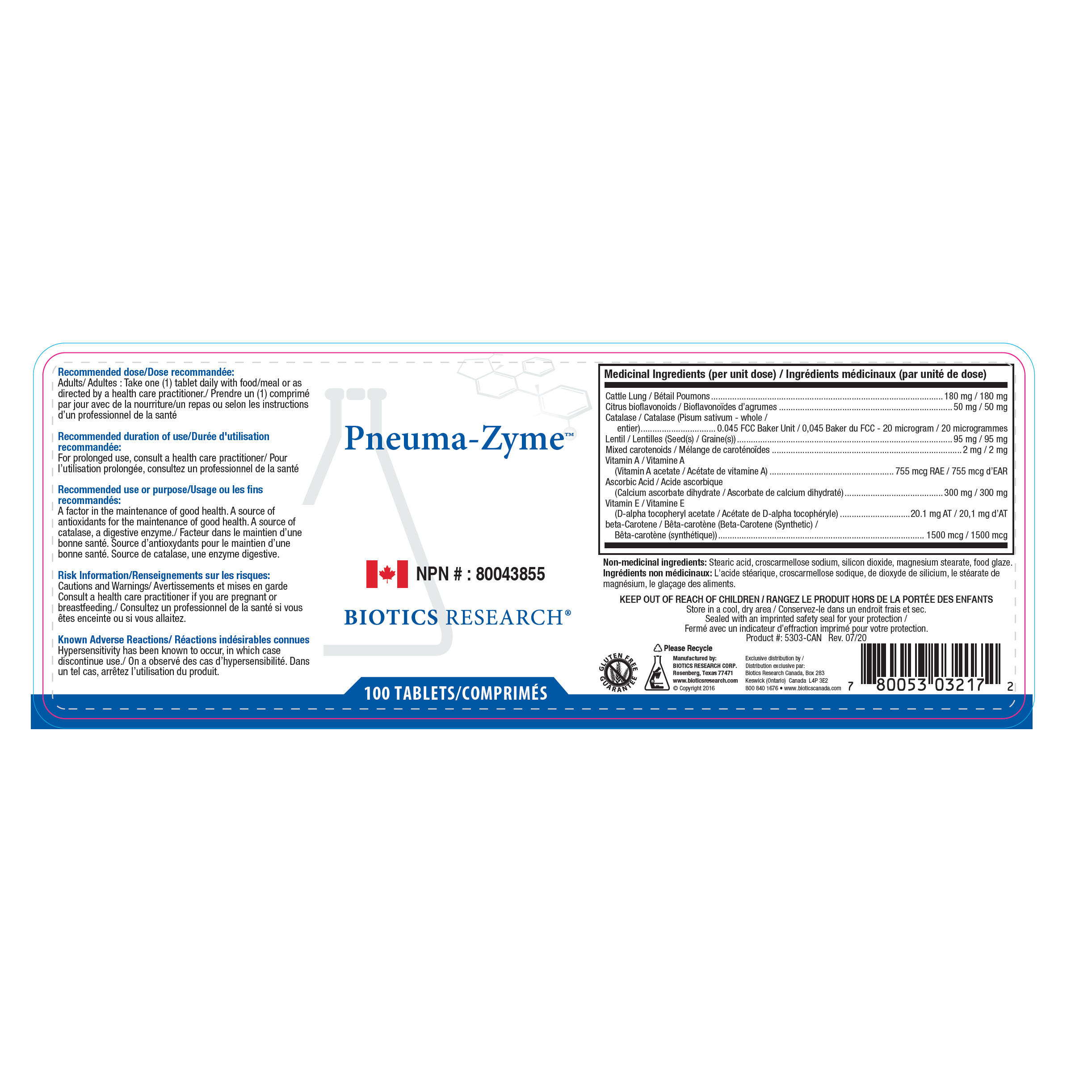 Pneuma-Zyme™ | Biotics Research® | 100 Tablets