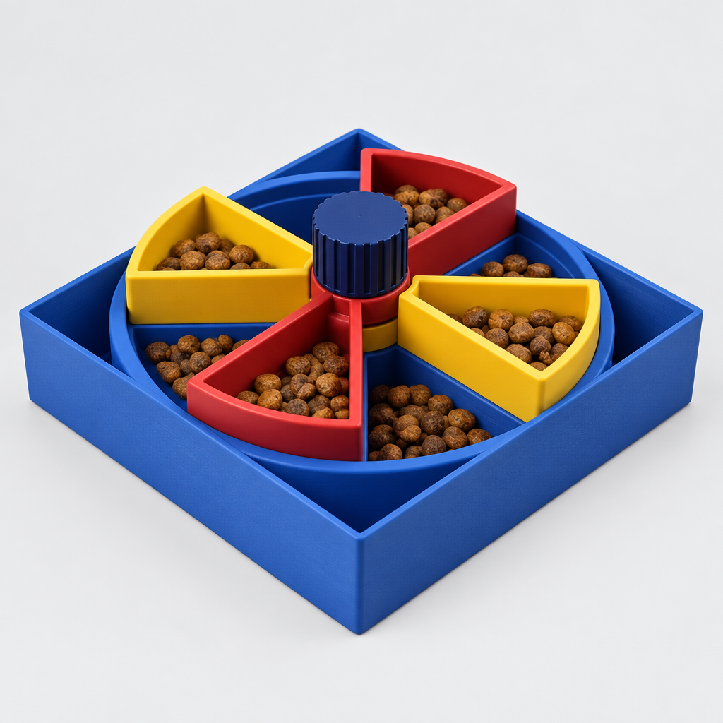 Interactive Puzzle Feeder for Dogs & Cats | 2 Layer Rotating Treat Cases