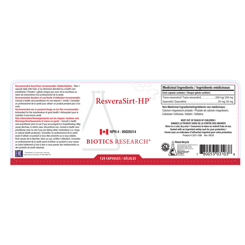 ResveraSirt-HP | Biotics Research® | 30 or 120 Capsules