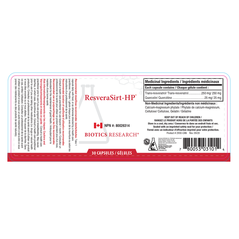 ResveraSirt-HP | Biotics Research® | 30 or 120 Capsules