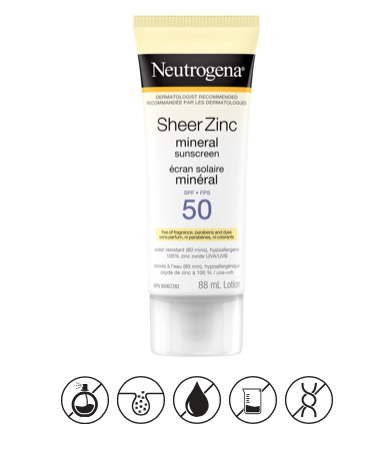 Sheer Zinc Mineral SunscreenSPF50 | Neutrogena® | 88 mL