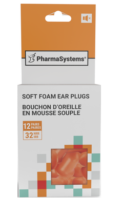 Soft Foam Ear Plugs | PharmaSystems® | 4 pairs