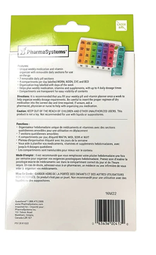 Weekly Pill Planner Box 4x per day | PharmaSystems® | 1 Planner